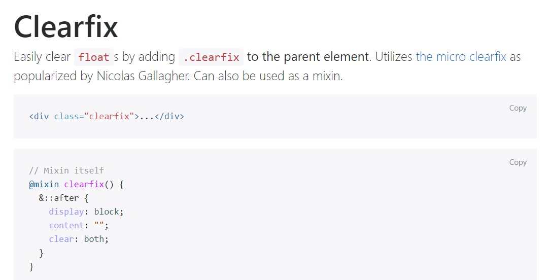 Bootstrap clearfix  formal documentation