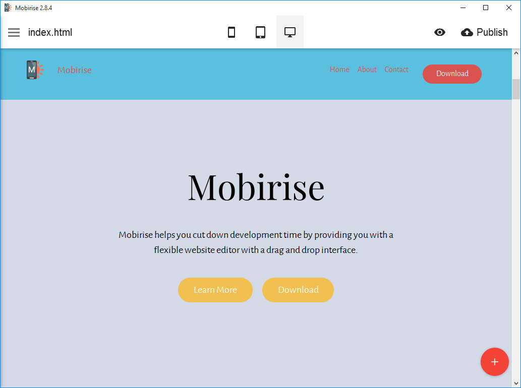 Mobirise é um construtor de sites off-line (não necessita de ligação a internet), para Windows e Mac