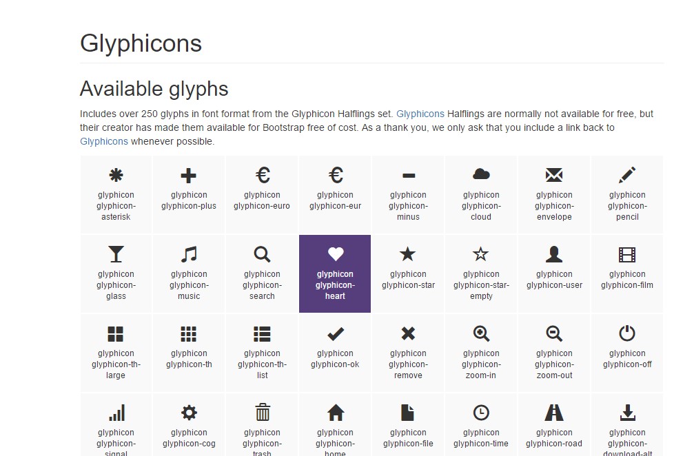 bootstrap glyphicons collection