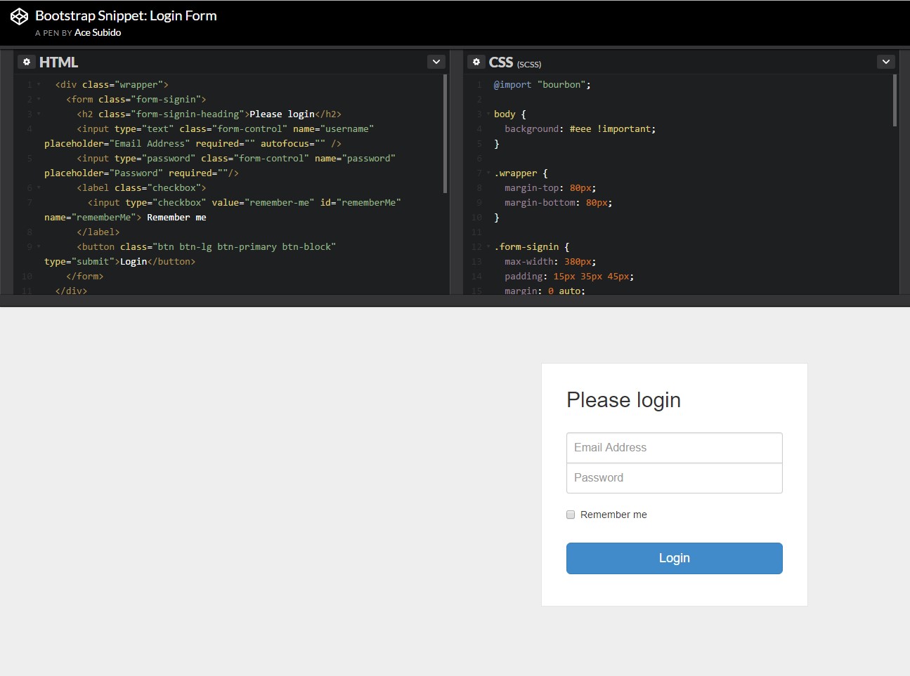  An additional  representation of Bootstrap Login Form